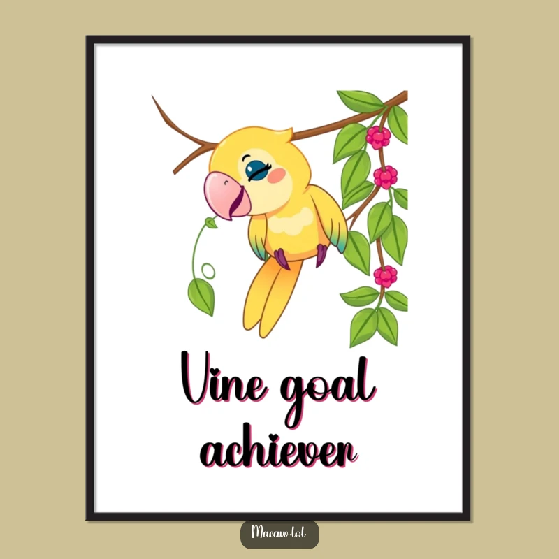 Funny Macaw Vine Digital Art: Playful Bird's Jungle Scene, Instant Download, Gift