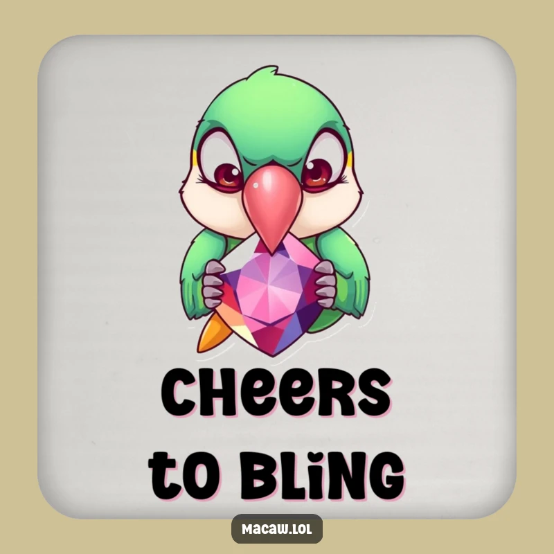 Funny Macaw Gemstone Coaster: Protect Surfaces with Sparkling Humor