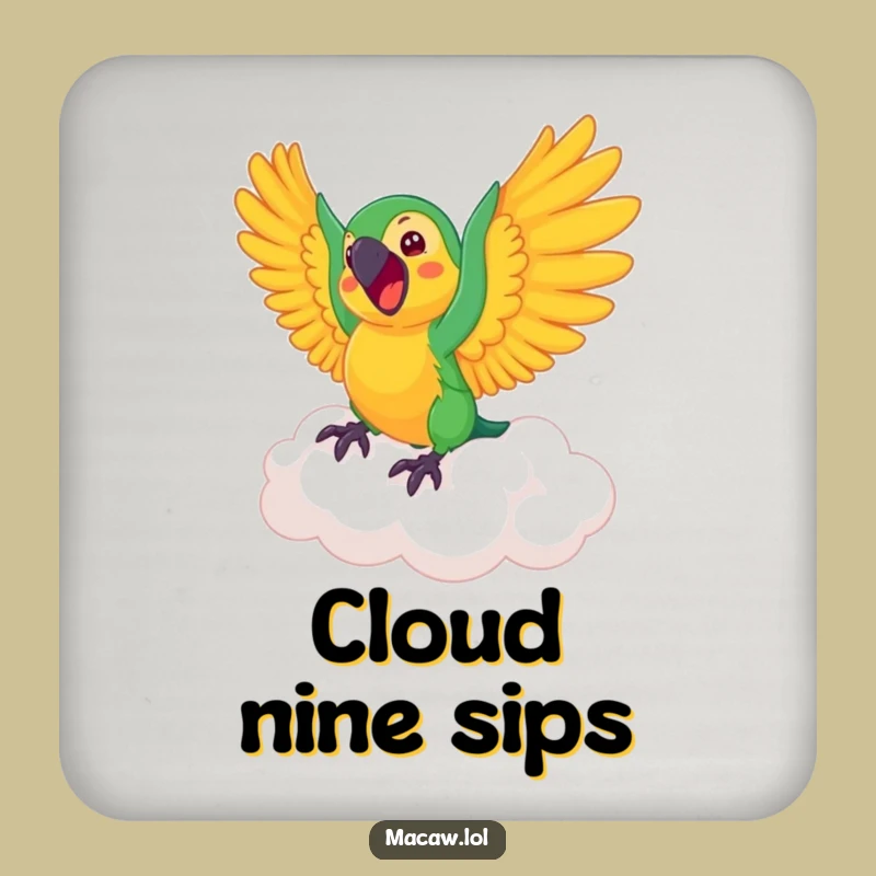 Funny Macaw Cloud Coasters: Protect Surfaces with Birdly Whimsy