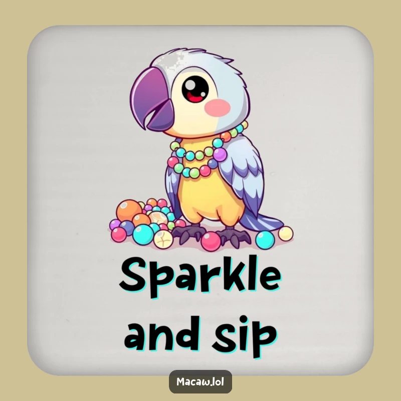 Funny Kawaii Macaw Coaster: Bead Collector Charm, Table Protector Gift