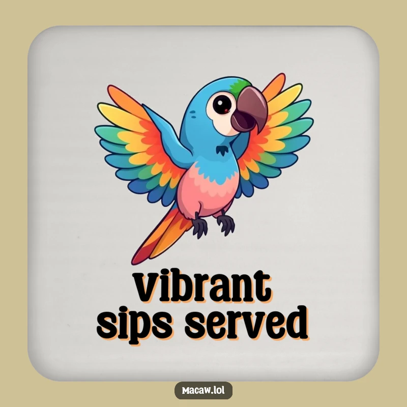 Funny Kawaii Macaw Coasters: Vibrant Art Protection, Hilarious Gift Set