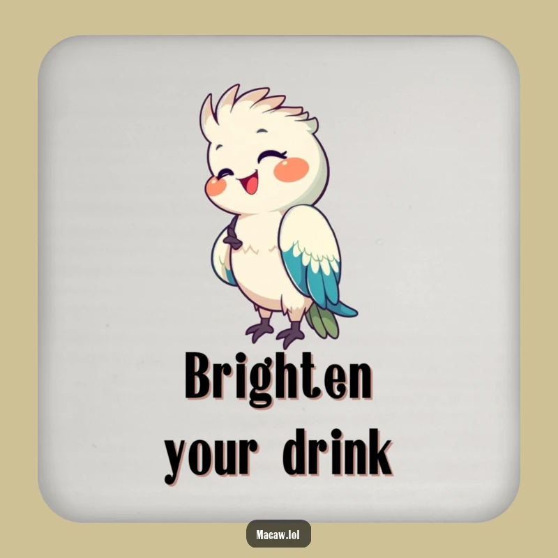 Funny Macaw Coaster: Happy Preening Design - Vibrant Gift!