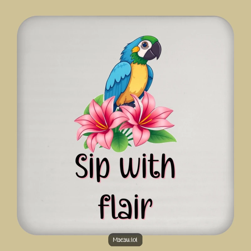 Funny Macaw Coaster: Protect Surfaces with Tropical Drama