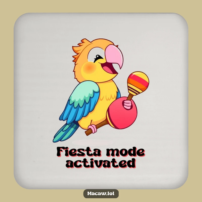 Funny Macaw Maraca Coaster - Party Bird Table Protector