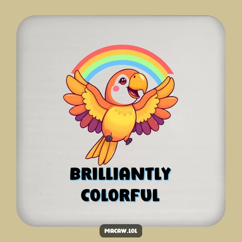 Funny Macaw Rainbow Coaster: Protect Surfaces With Bird Art, Gift Set