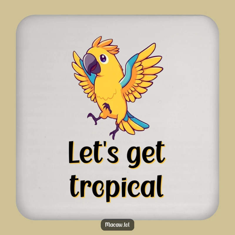 Funny Macaw Dancer Coaster: Protect Surfaces with Energetic Bird Art, Fun Gift