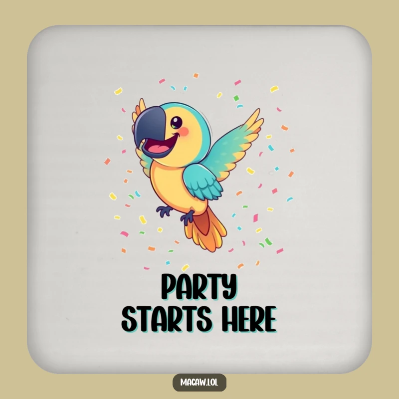 Funny Macaw Confetti Coaster: Protect Surfaces With Party Art, Gift Set
