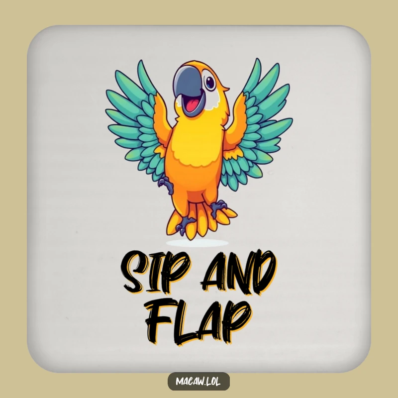 Funny Dancing Macaw Coaster: Protect Surfaces with Vibrant Art