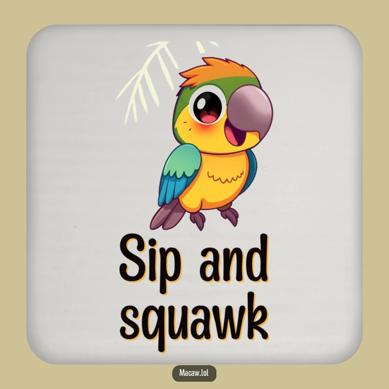 Funny Macaw Coaster: Vibrant Squawking Art, Clever Funny Gift