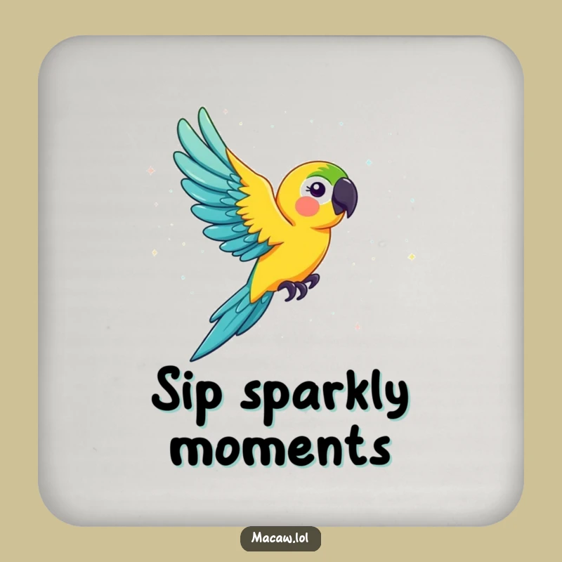 Funny Macaw Glitter Drink Coaster: Protect Surfaces with Hilarious Sparkle