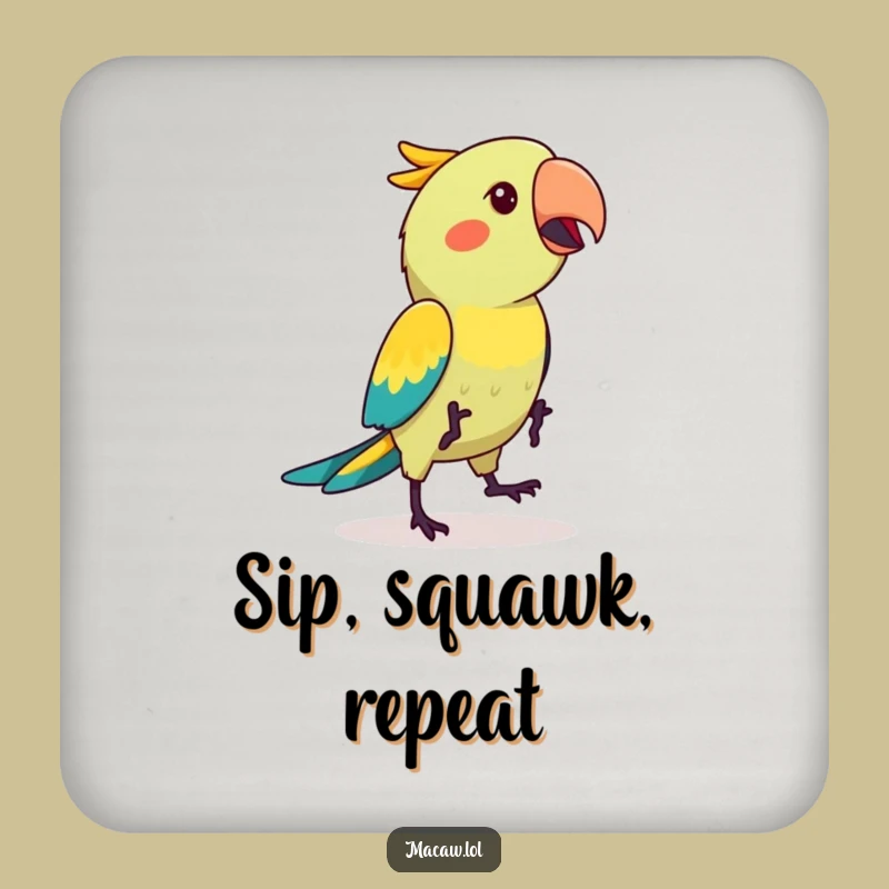 Funny Kawaii Macaw Hop Dance Drink Coaster: Protect Surfaces with Style