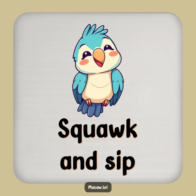 Funny Kawaii Macaw Coasters: Silly Protection, Hilarious Gift Set