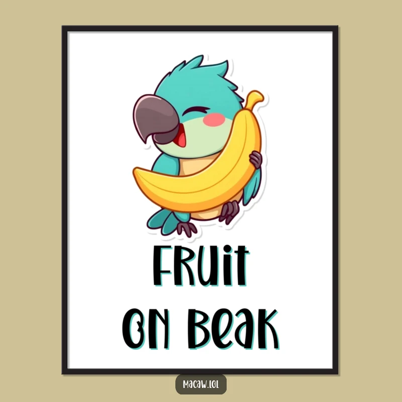 Funny Macaw Banana Balancing Poster: Hilarious Bird Art for Your Wall