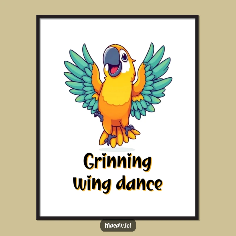 Funny Dancing Macaw Poster: Vibrant Art for a Joyful Space