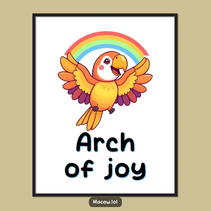 Funny Macaw Rainbow Poster: Stunning Bird Art Print, Vibrant Home Decor Gift