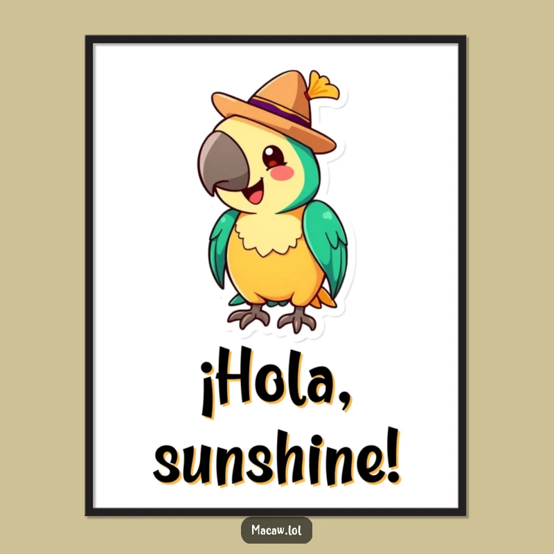 Funny Macaw Sombrero Poster: Festive Greeting, Party Decor, Unique Gift