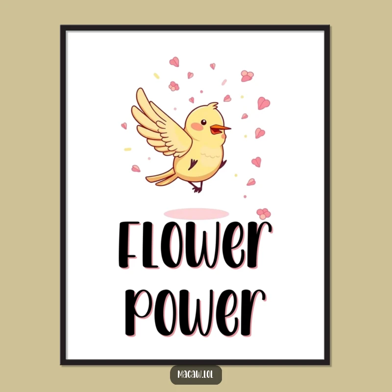 Funny Petal Party Bird Poster: Vibrant Confetti Art Print