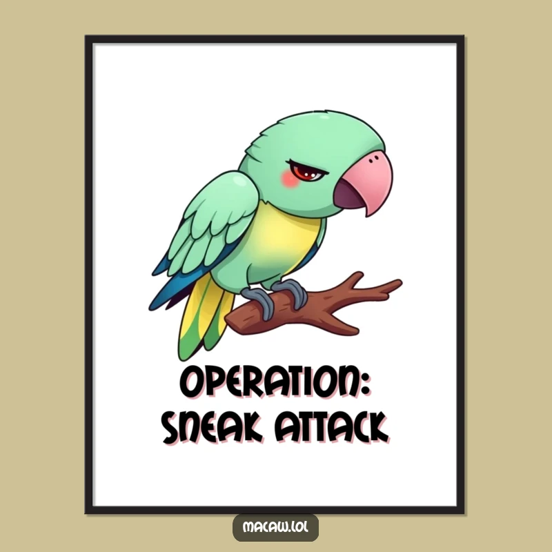 Funny Tiptoeing Macaw Poster: Hilarious Bird Art for Your Wall