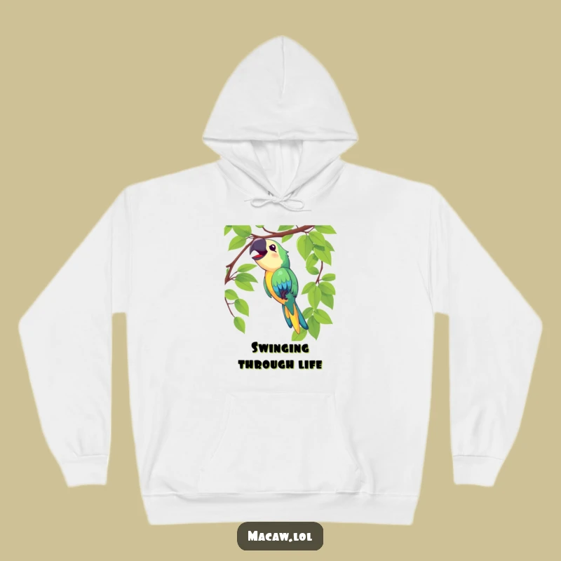 Cozy Funny Macaw Swinging Hoodie - Tropical Joy Gift, Warm & Lively