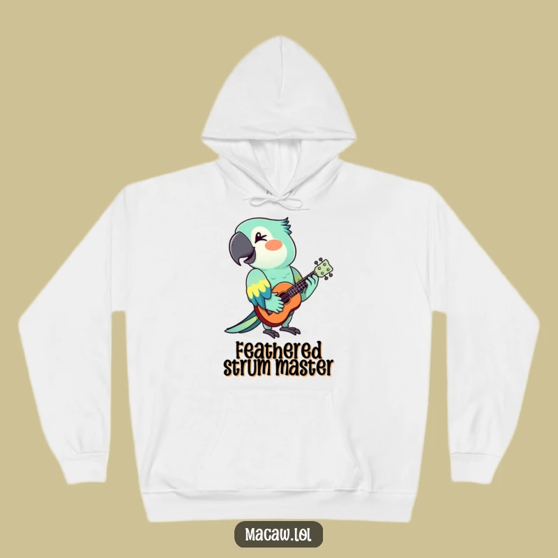 Cozy Funny Macaw Ukulele Hoodie: Warm Up with a Hilarious Bird Musician