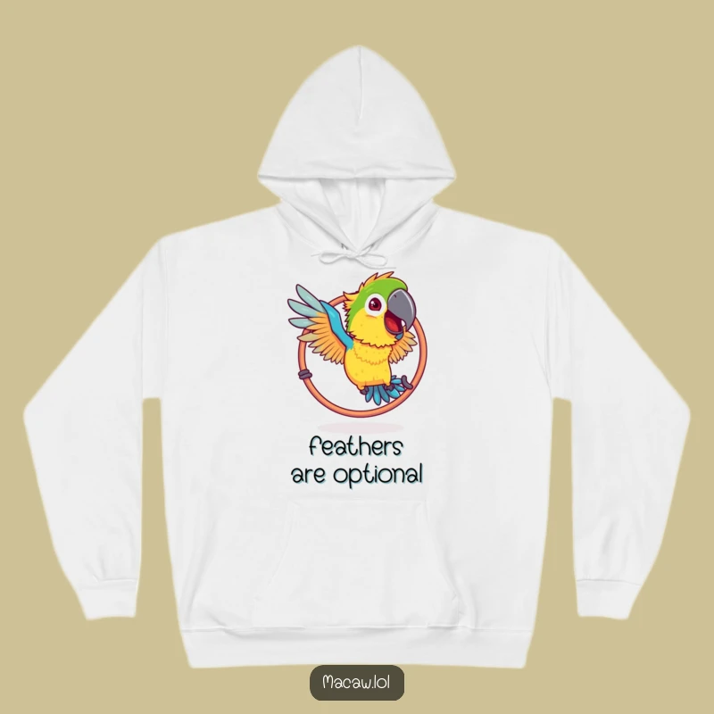 Funny Ruffled Macaw Hoop Hoodie: Stay Cozy with This Hilarious Bird
