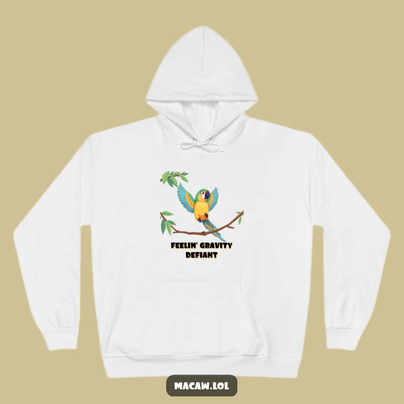 Funny Macaw Leap Hoodie, Cozy Bird Acrobatics Sweatshirt, Best Funny Gift for Cold Days