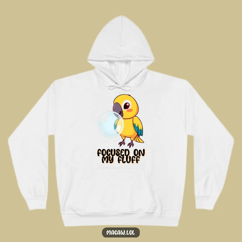 Funny Determined Macaw Bubble Hoodie - Cozy Humorous Gift for Focus Lovers