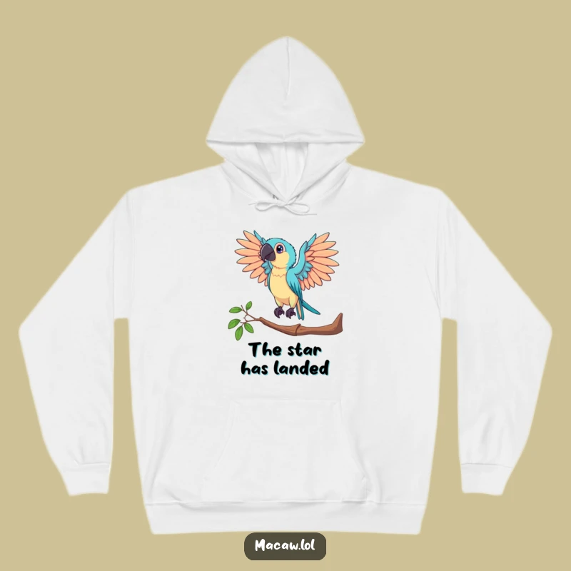 Funny Dramatic Macaw Hoodie: Cozy, Posed Bird's Grandeur Gift