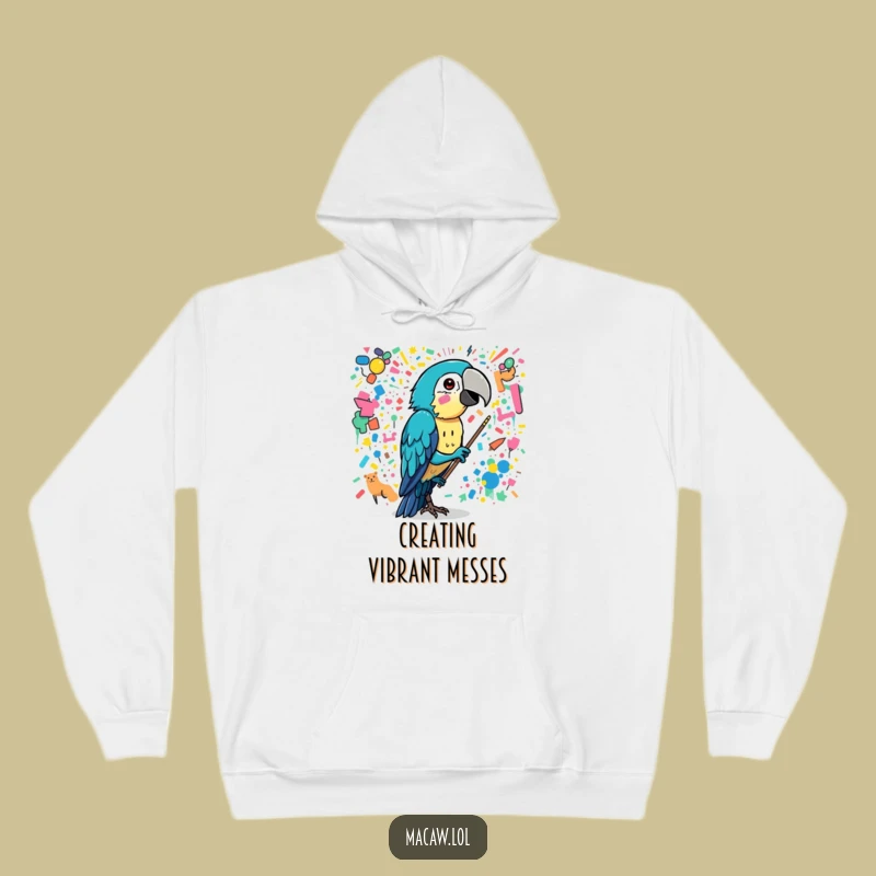 Funny Macaw Artist Hoodie - Cozy Chaotic Painting Sweatshirt
