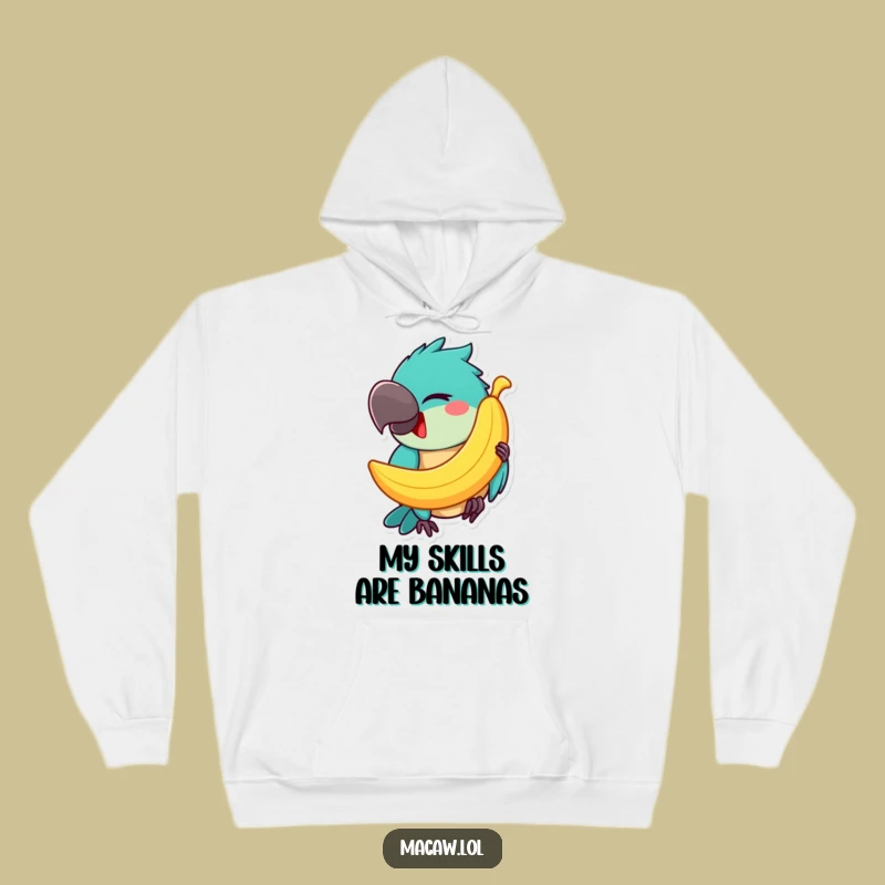 Funny Macaw Banana Balancing Hoodie: Cozy and Comical Bird Enthusiast Gear