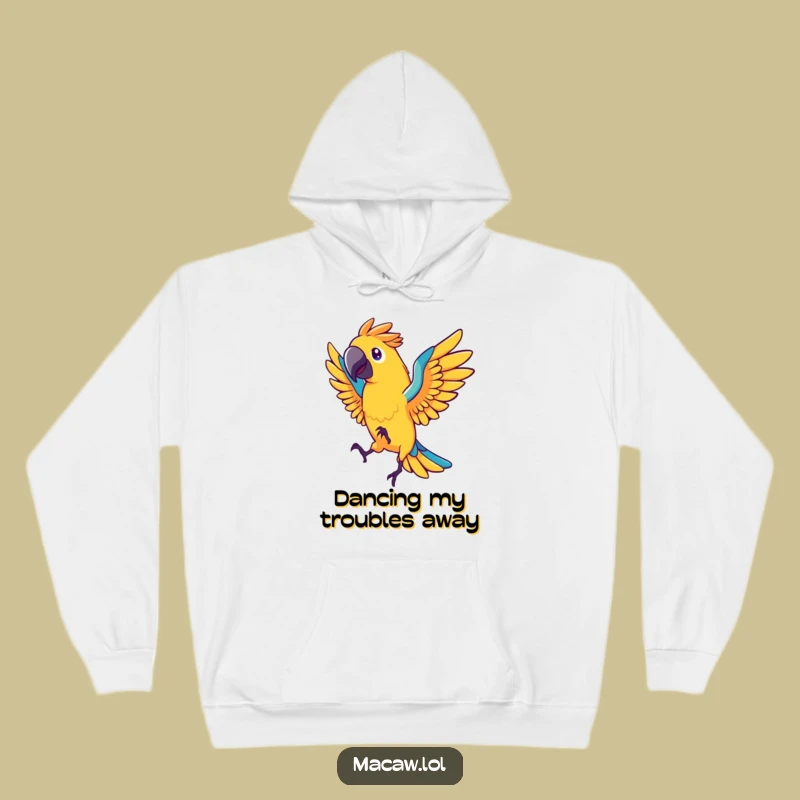 Funny Macaw Dancer Hoodie: Cozy Up in Stylized Bird's Energetic Dance, Perfect Gift