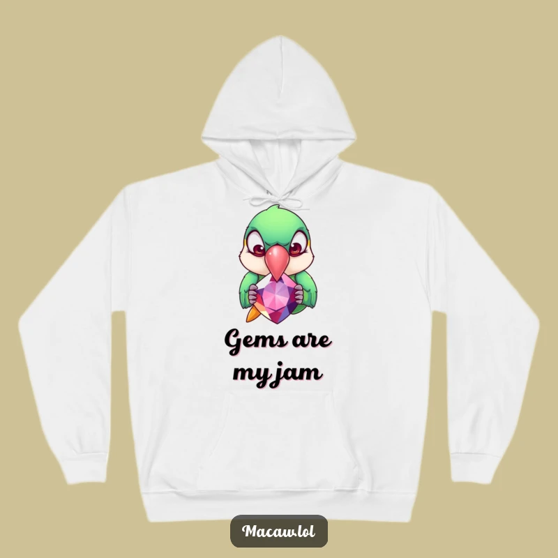 Funny Macaw Gemstone Hoodie: Cozy and Comical Bird and Jewel Fan Gear