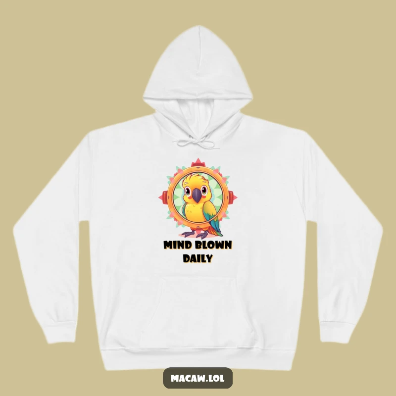 Funny Kaleidoscope Macaw Hoodie: Cozy, Curious Bird's Sparkly View Gift