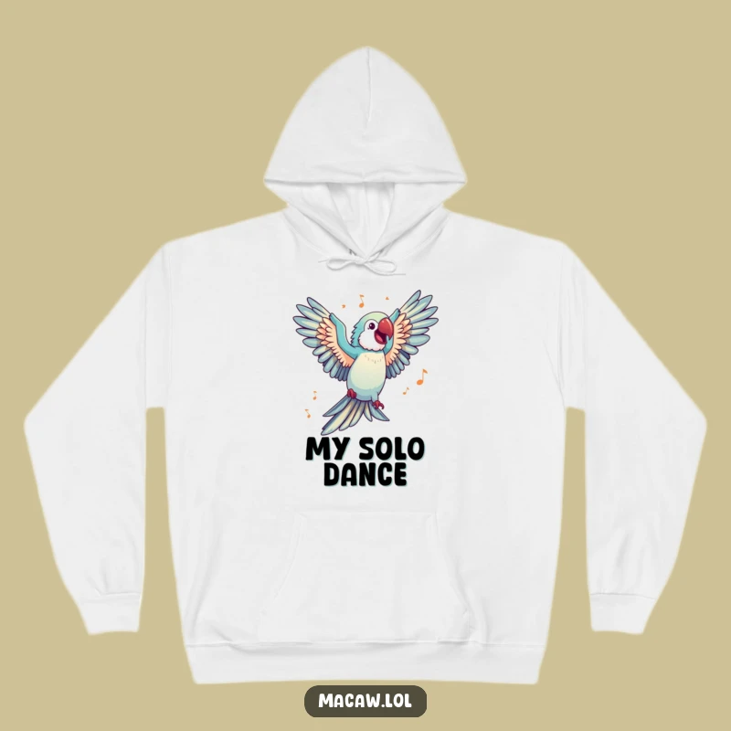 Cozy Funny Dancing Macaw Hoodie: Music Vibes, Warm Comfort Gift