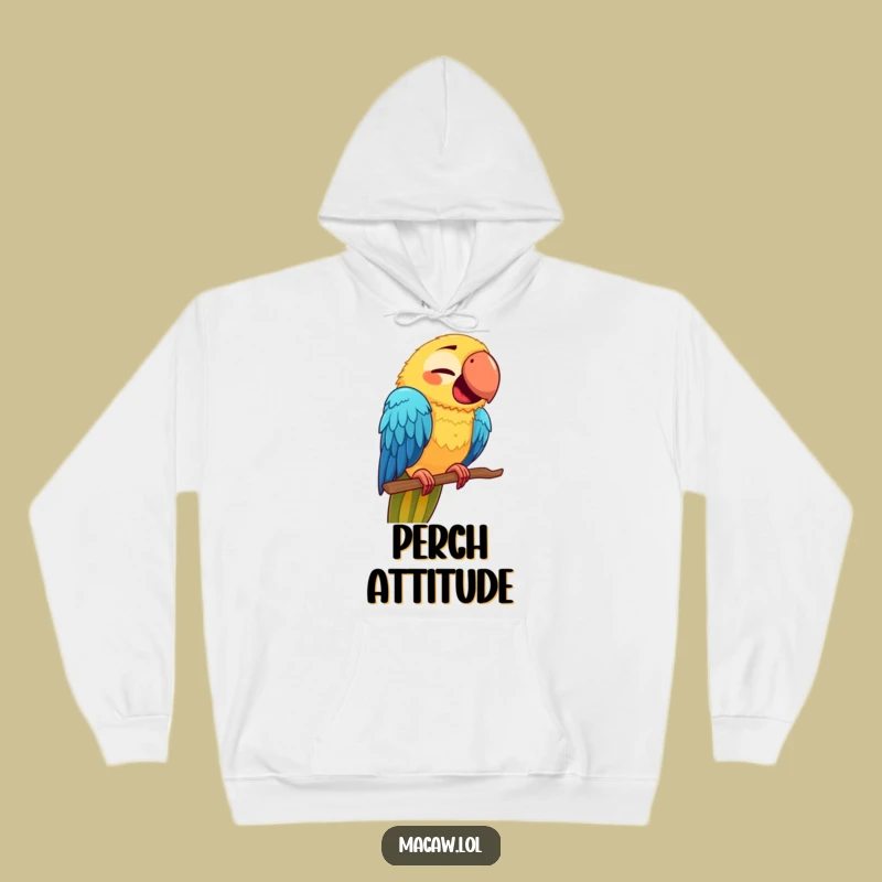 Funny Macaw Face Hoodie: Cozy Up with a Quirky Bird on a New Perch!