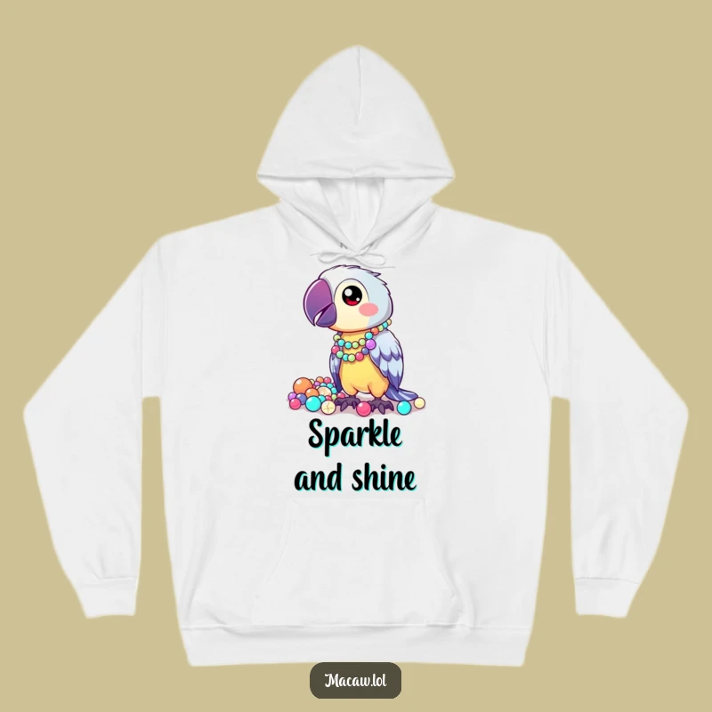 Cozy Funny Kawaii Macaw Hoodie: Bead Collector, Warm Comfort Gift
