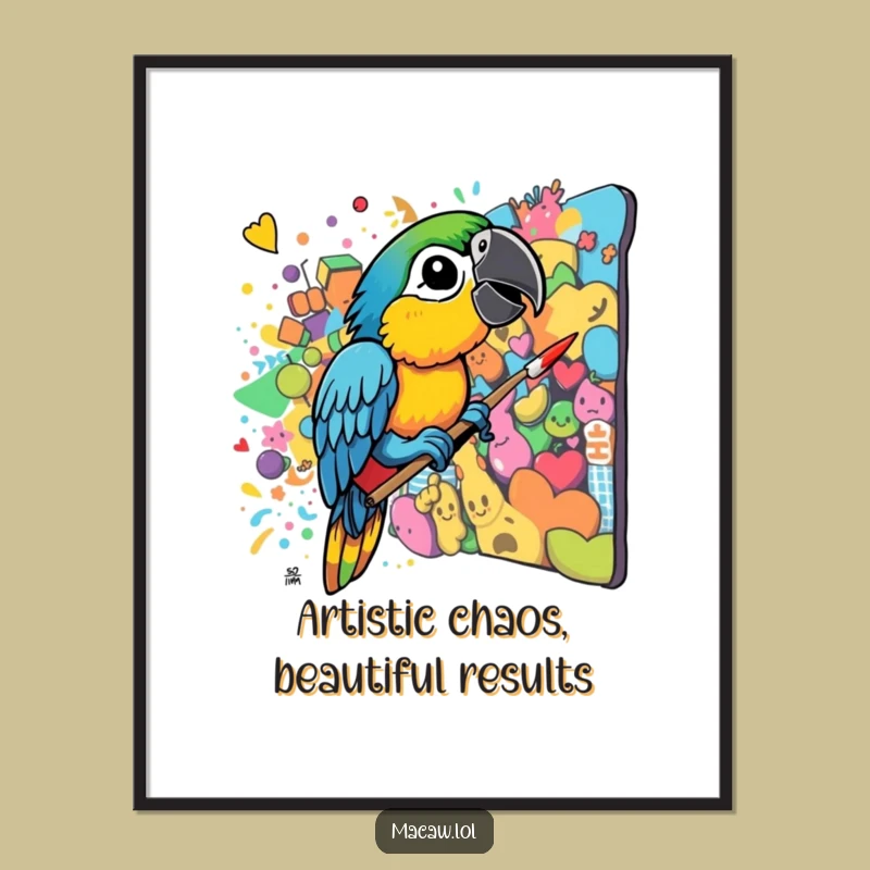 Free Printable Wall Art: Chaotic Macaw Painter, Downloadable Decor for Art Lovers