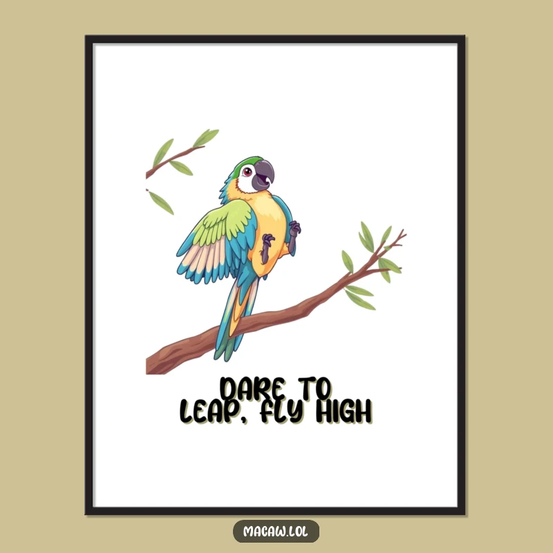 Free Printable Wall Art: Dramatic Macaw Leap, Downloadable Decor for Adventurers