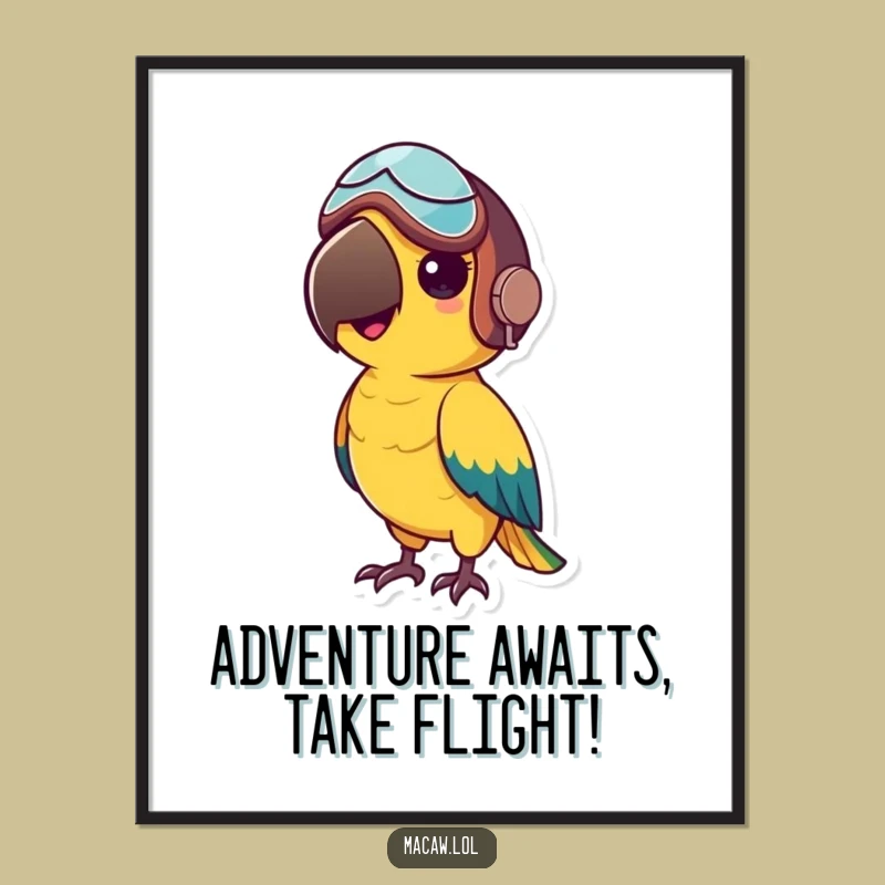Free Printable Adventurous Macaw Wall Art: Aviator Helmet Downloadable Decor