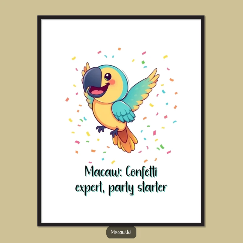Free Printable Confetti Macaw Art: Funny Downloadable Wall Decor for a Festive Vibe