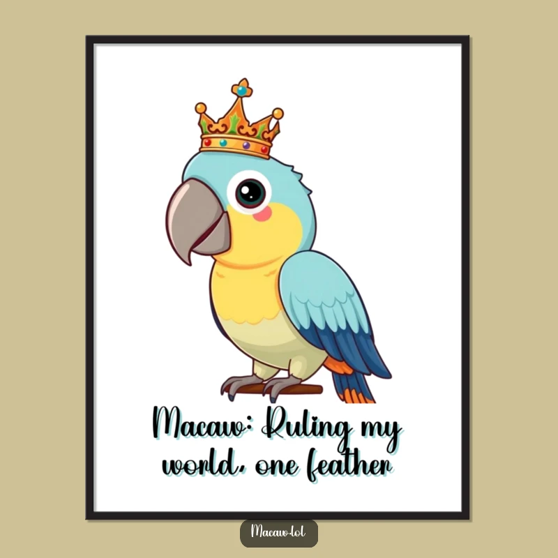 Free Printable Crowned Macaw Art: Funny Downloadable Wall Decor for Regal Bird Lovers