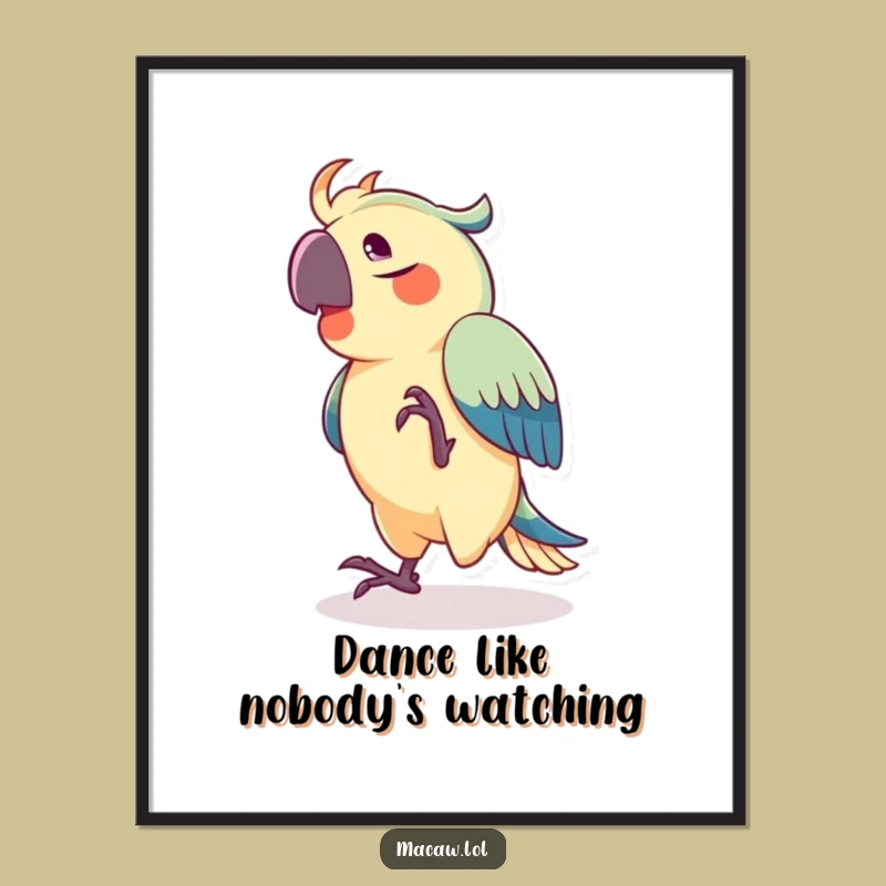Free Printable Dancing Macaw Wall Art: Joyful Bird Taps Foot for Lively Decor