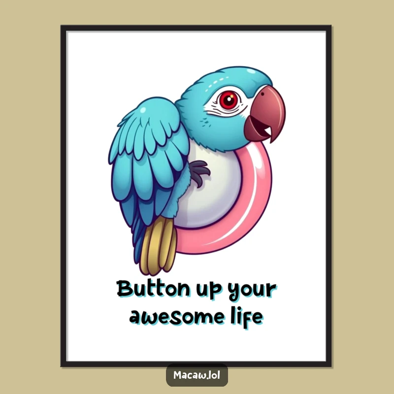 Free Printable Macaw Wall Art: Funny Bird Button Downloadable Decor