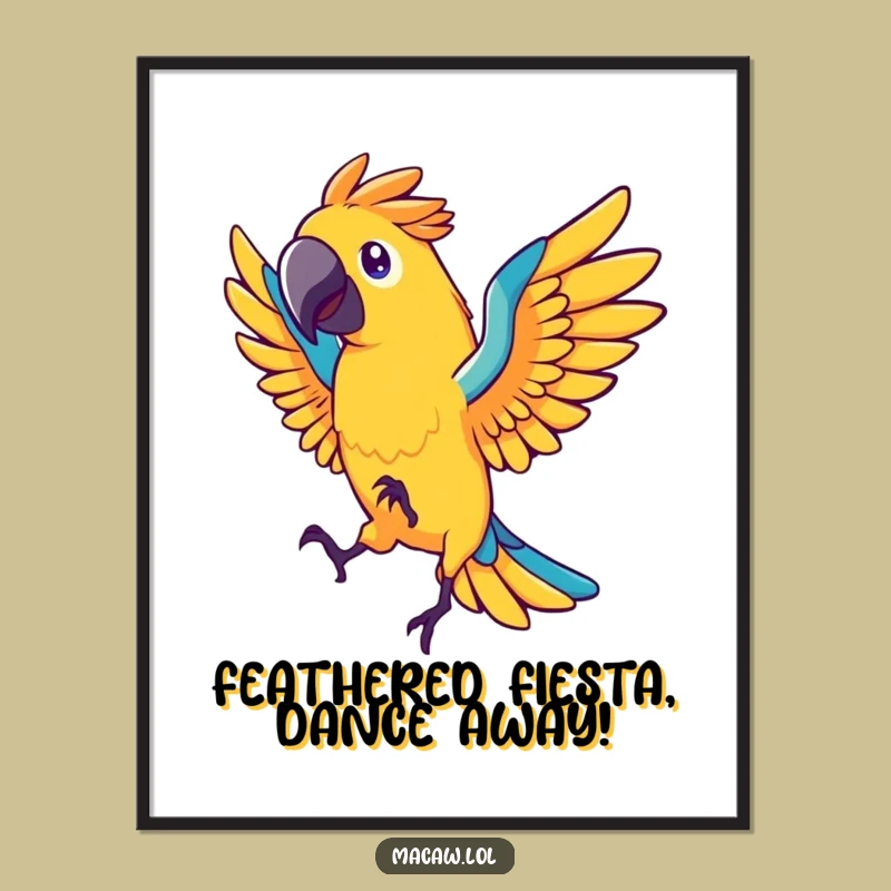 Free Printable Wall Art: Energetic Macaw Dancer Funny Downloadable Decor