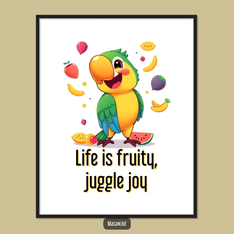 Free Printable Wall Art: Juggling Macaw, Vibrant Funny Downloadable Decor