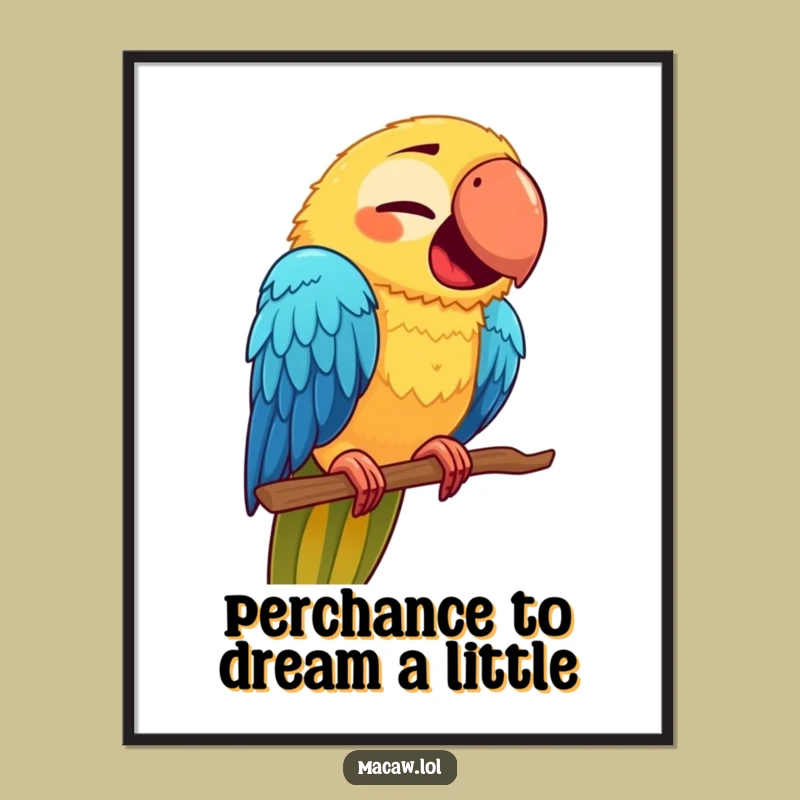 Funny Free Printable Wall Art: Macaw's Goofy Perch Face - Downloadable Decor