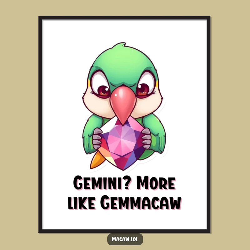 Funny Free Printable Wall Art: Stressed Macaw Gem Obsession, Quirky Downloadable Decor!