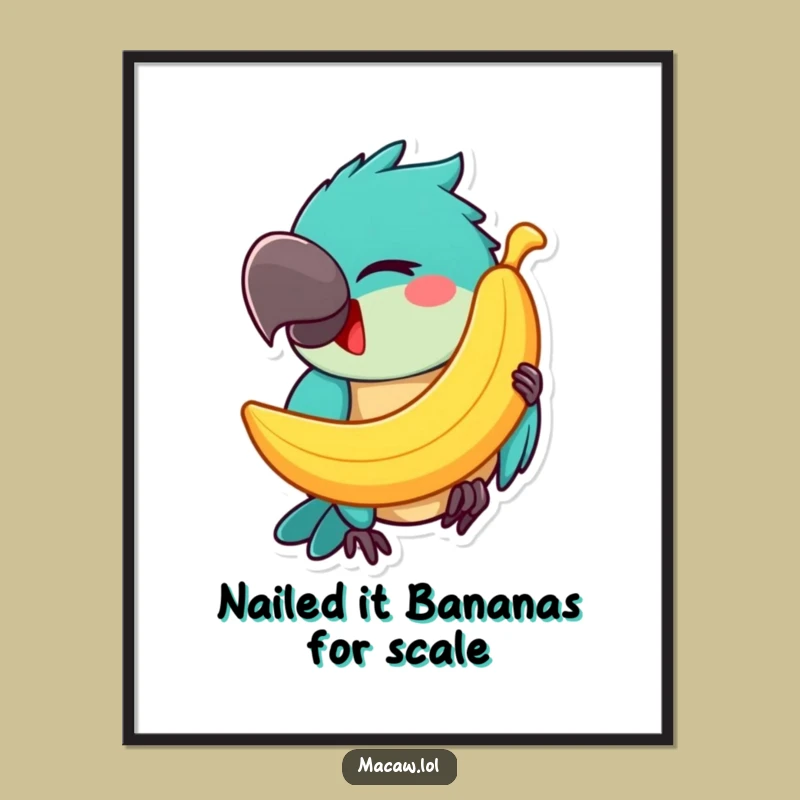 Funny Free Printable Wall Art: Winking Macaw Banana Balance, Quirky Downloadable Decor!