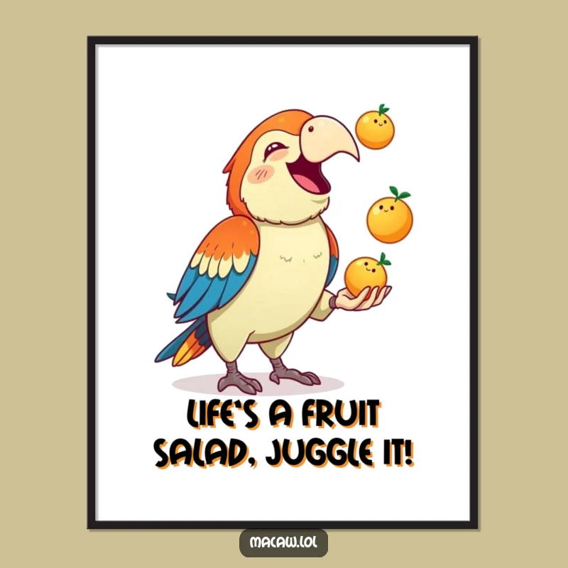 Funny Free Printable Wall Art: Juggling Macaw Joy, Whimsical Downloadable Decor!
