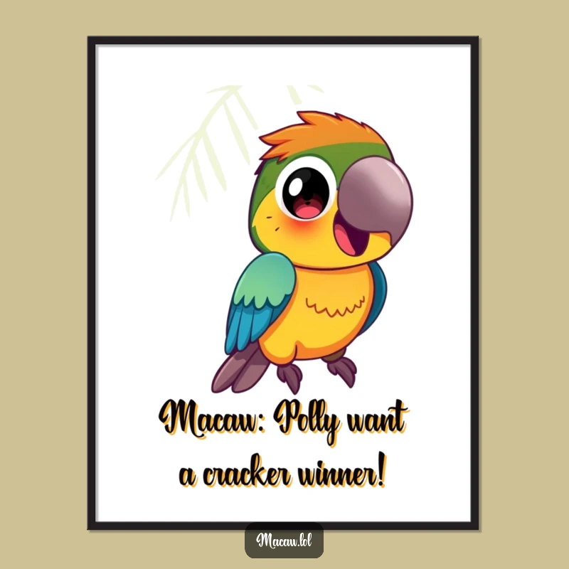 Free Printable Wall Art: Funny Happy Macaw Squawk Downloadable Art